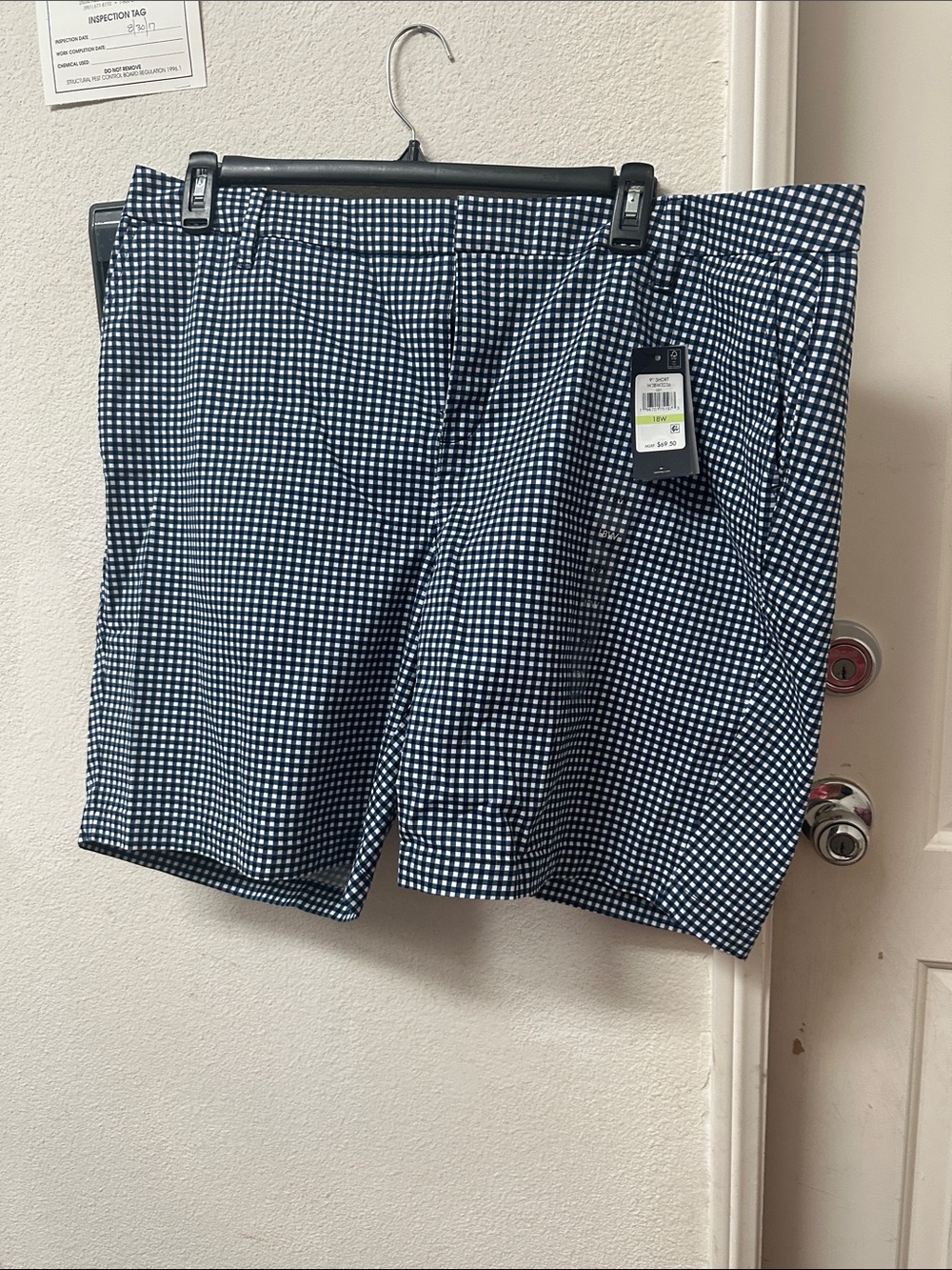 Tommy Hilfiger Navy and White Gingham Swim Shorts